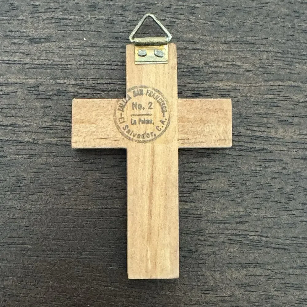 Cross with Christ El Salvador Vtg Crucifix Handmade Colorful Jesus Religious